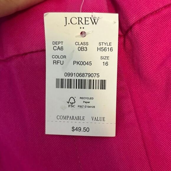 NWT J.Crew 4” Chino Shorts Size 16 Tulip Pink Cotton Mid-Rise Classic - Picture 4 of 8